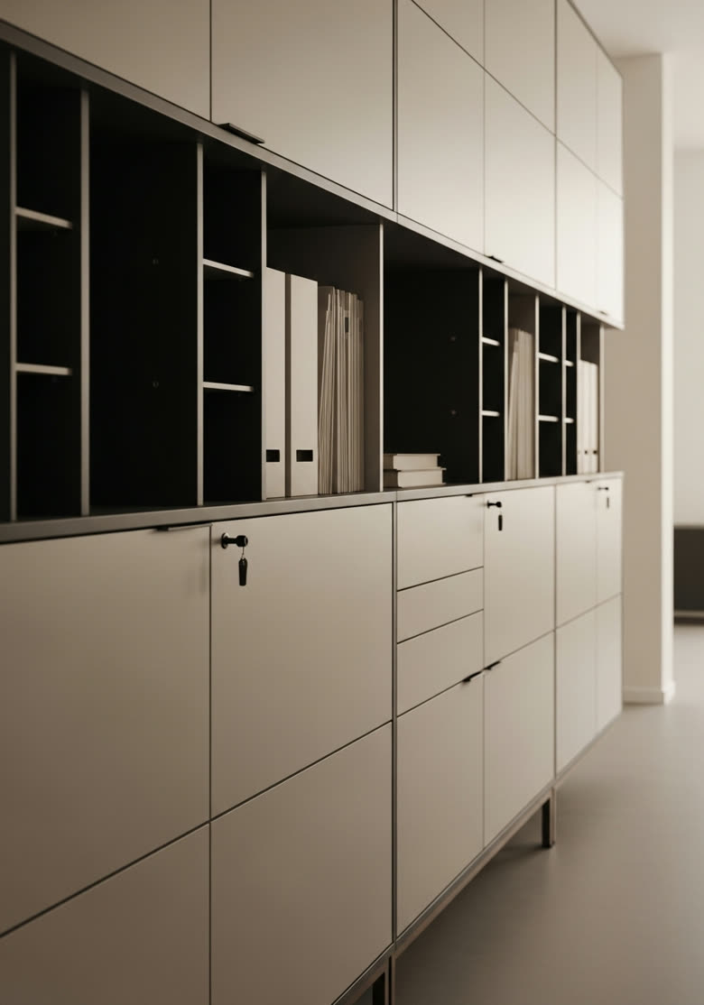 Abschließbare modulare Piure Office Schrankwand als Archiv